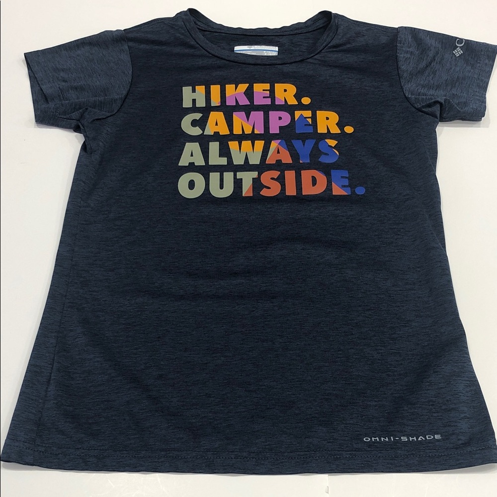 Columbia OmniShade Kids Graphic T-Shirt – Size Small (10–12 Yrs) – Heather Blue